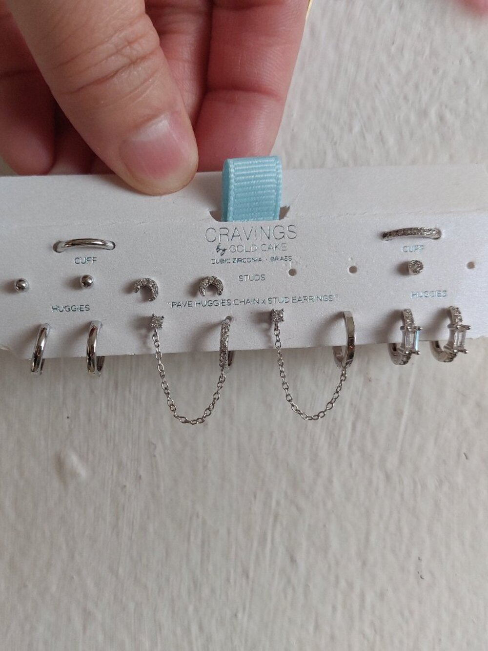 Cravings by Gold Cake Stud Earring Set 6 COMPLETE PAIRS silver toned set